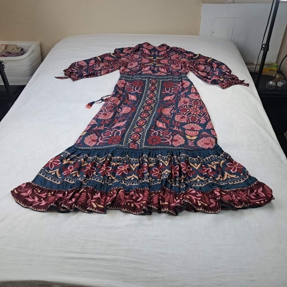 Farm Rio Seashell Tapestry Printed 3/4-Sleeve Maxi Dress Size XS - Picture 14 of 14